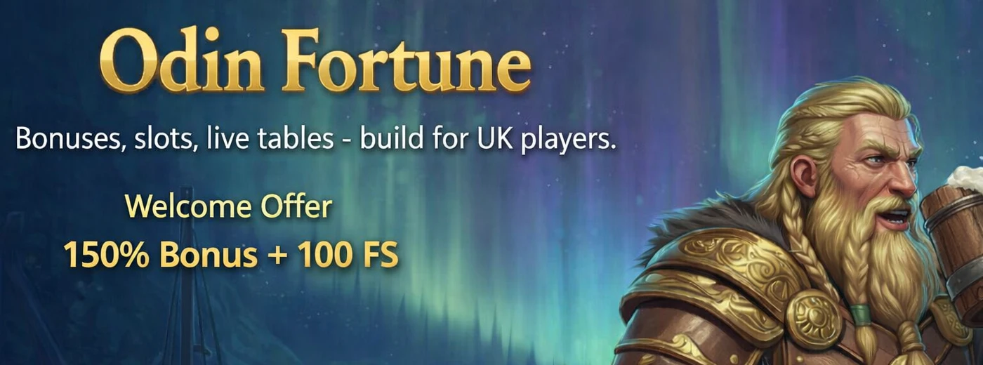 Odin Fortune Casino banner with bonus call to action